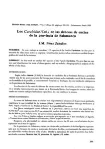 Boletín ASOC. esp. Entom. - Vol. 6 (Fase. 2): páginas[removed]Salamanca, Junio[removed]Los Carabidae (Coi) de las dehesas de encina