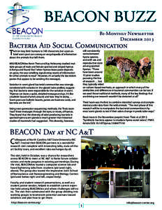 BEACON BUZZ Bi-Monthly Newsletter December 2013 Bacteria Aid Social Communication T