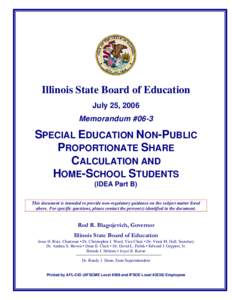 Special Education Non-Public Proportionate Share Calculation and Home-Schooled Students