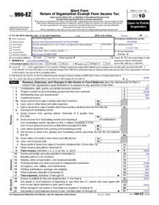Form  990-EZ Department of the Treasury Internal Revenue Service
