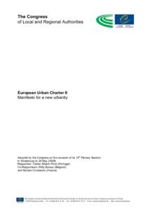 The Congress of Local and Regional Authorities European Urban Charter II Manifesto for a new urbanity