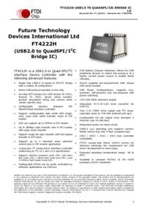FT4222H USB2.0 TO QUADSPI/I2C BRIDGE IC Document No.: FT_001011 1.0  Clearance No.: FTDI#405