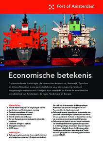 Economische betekenis De Amsterdamse havenregio (de havens van Amsterdam, Beverwijk, Zaandam en Velsen/IJmuiden) is van grote betekenis voor zijn omgeving. Met een toegevoegde waarde van 6,0 miljard euro versterkt de hav