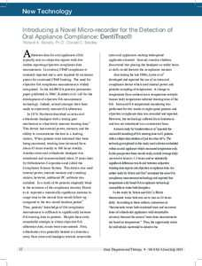 New Technology Introducing a Novel Micro-recorder for the Detection of Oral Appliance Compliance: DentiTrac® Richard A. Bonato, Ph.D., Donald C. Bradley  A