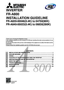 INVERTER FR-A800 INSTALLATION GUIDELINE FR-A8204K) to90K) FR-A8404K) to280K)