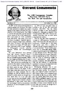 Essays of an Information Scientist, Vol:5, p, Current Contents, #41, p.5-14, October 12, 1981 The