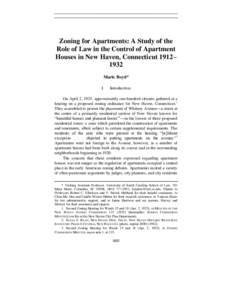 BOYD MACRO Final Author Review[removed]:54 PM Zoning for Apartments: A Study of the Role of Law in the Control of Apartment