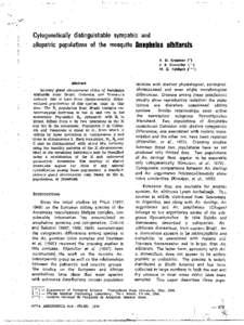 Cytogenetically distinguishable sympatric and allopatric populations of the mosquito Anopheles albitarsis.