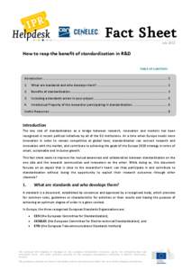 July[removed]How to reap the benefit of standardisation in R&D TABLE OF CONTENTS  Introduction ...............................................................................................................................