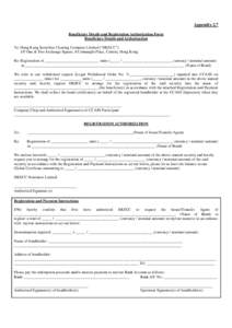 Appendix 2.7 Beneficiary Details and Registration Authorization Form Beneficiary Details and Authorization To: Hong Kong Securities Clearing Company Limited (“HKSCC”) 1/F One & Two Exchange Square, 8 Connaught Place,