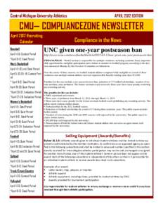 Central Michigan University Athletics  APRIL 2012 EDITION CMU— COMPLIANCEZONE NEWSLETTER April 2012 Recruiting