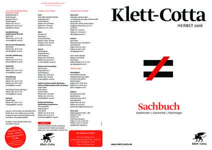 K L E T T- C O T TA H E R B S Twww.klet t - co t t a .de J. G. Cotta’sche Buchhandlung Nachfolger GmbH Rotebühlstraße 77