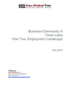 Business Community in Timor-Leste Part Two: Employment Landscape