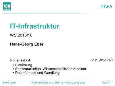 ITIS-A  IT-Infrastruktur WSHans-Georg Eßer