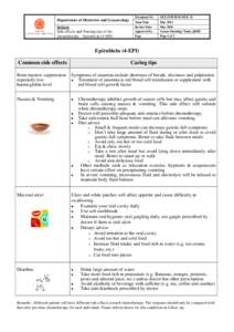 Department of Obstetrics and Gynaecology Subject Side effects and Nursing tips of the chemotherapy – Epirubicin (4-EPI)  Document No