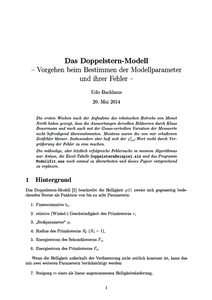 Das Doppelstern-Modell   Vorgehen beim Bestimmen der Modellparameter und ihrer Fehler  Udo Backhaus 20. Mai 2014