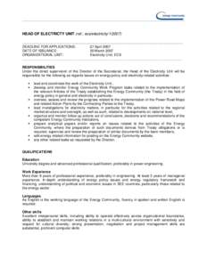 Microsoft Word - HEAD OF ELECTRICITY UNIT-ANNOUNCEMENT[removed]doc