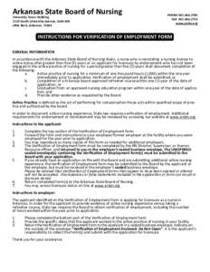 Arkansas State Board of Nursing University Tower Building 1123 South University Avenue, Suite 800 Little Rock, Arkansas 72204