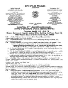 CITY OF LOS ANGELES PANORAMA CITY NEIGHBORHOOD COUNCIL DIRECTORS Dianabel Gonzalez, Chair • Tony Wilkinson, VCh Martin Geisler, Treas • Pamela Gibberman, Sec