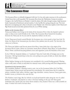 FL History  Early 1800s The Suwannee River The Suwannee River is a federally designated wild river. It is the only major waterway in the southeastern