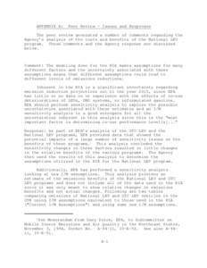 APPENDIX A:  Peer Review - Issues and Responses The peer review generated a number of comments regarding the Agency’s analysis of the costs and benefits of the National LEV