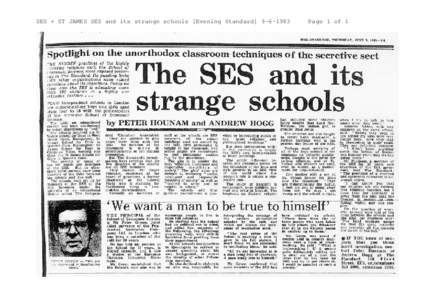 SES + ST JAMES SES and its strange schools [Evening Standard[removed]Page 1 of 1 