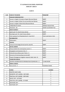 ST. ALOYSIUS SR. SEC SCHOOL, POLIPATHAR BOOK LIST : [removed]CLASS IX S.NO