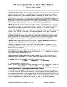 SAR Brochure Contest Rules-at-a-Glance + Panels Explained The Sgt. Moses Adams Memorial Middle School Brochure Contest Rules for Contest Entrants:  1. Open to students in the 6th, 7th, 8th or 9th grades, depending on whi