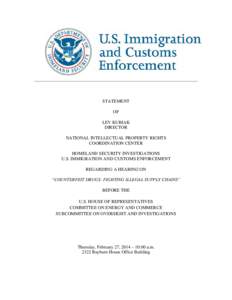 United States Department of Homeland Security / Law enforcement / National security / PRO-IP Act / National Intellectual Property Rights Coordination Center / U.S. Immigration and Customs Enforcement / U.S. Customs and Border Protection / Counterfeit medications / United States Postal Inspection Service / Counterfeit consumer goods / Pharmaceuticals policy / Business