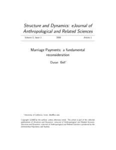 Structure and Dynamics: eJournal of Anthropological and Related Sciences Volume 3, Issue