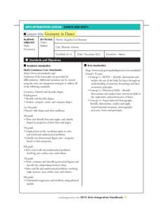 ARTS INTEGRATION LESSON - DANCE AND MATH  ■ Lesson title: Geometry in Dance Academic subject(s):