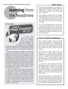 FROM THE FILES OF THE STUDENT PRESS LAW CENTER  learning from the headlines IN THE NEWS