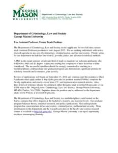 Microsoft Word - George Mason University Assistant Professor Positions Fall 2015.doc