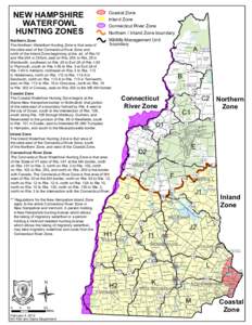 Coastal Zone Inland Zone Connecticut River Zone Northern / Inland Zone boundary Wildlife Management Unit boundary