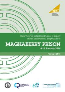 Overview of initial findings of a report on an announced inspection of MAGHABERRY PRISON 4-15 January 2016 February 2016