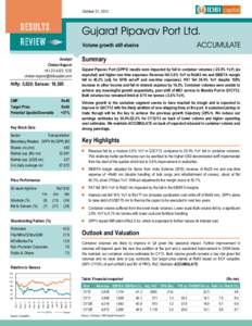 October 31, 2012  COMPANY RESULTS  Gujarat Pipavav Port Ltd.