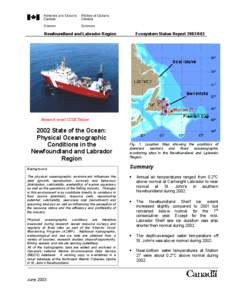 Newfoundland and Labrador Region  Ecosystem Status Report[removed]Research vessel CCGS Teleost