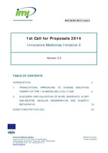 IMI2-GB-DEC[removed]Annex I  1st Call for Proposals 2014 Innovative Medicines Initiative 2  Version 3.3