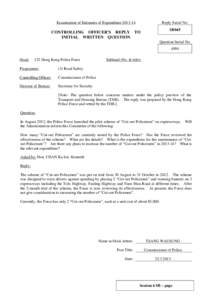 Examination of Estimates of ExpenditureReply Serial No. SB045  CONTROLLING OFFICER’S REPLY TO