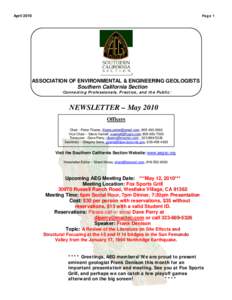 Page 1  April 2010 ASSOCIATION OF ENVIRONMENTAL & ENGINEERING GEOLOGISTS Southern California Section