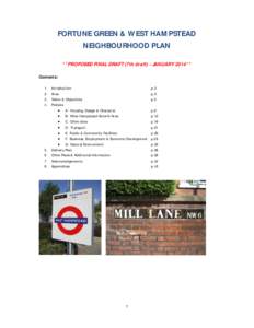 FORTUNE GREEN & WEST HAMPSTEAD NEIGHBOURHOOD PLAN **PROPOSED FINAL DRAFT (7th draft) - JANUARY 2014** Contents: 1. 2.