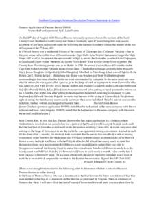 Southern Campaign American Revolution Pension Statements & Rosters Pension Application of Thomas Brown S30890 Transcribed and annotated by C. Leon Harris On this 20th day of August 1832 Thomas Brown personally appeared b