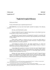 Infectious diseases / Global health / Health policy / Neglected diseases / Public health / World Health Organization / Health promotion / Chagas disease / Neglected tropical disease research and development / Health / Medicine / Tropical diseases