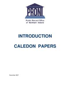 INTRODUCTION CALEDON PAPERS November 2007  Caledon Papers (D2431)