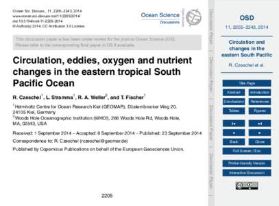 This discussion paper is/has been under review for the journal Ocean Science (OS). Please refer to the corresponding final paper in OS if available. Discussion Paper  Ocean Sci. Discuss., 11, 2205–2243, 2014