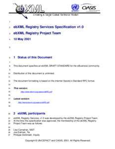 1 2 ebXML Registry Services Specification v1.0  3