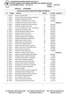 UNIVERSIDAD NACIONAL PEDRO RUIZ GALLO OFICINA GENERAL DE SISTEMAS INFORMATICOS ADMINISTRATIVOS 2do EXAMEN PARCIAL - CPUII FECHA : PAGINA : 1