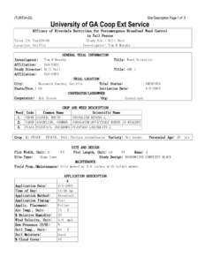 (TURF24-03)  Site Description Page 1 of 5 University of GA Coop Ext Service Efficacy of Riverdale Herbicides for Postemergence Broadleaf Weed Control