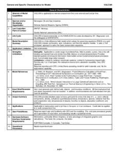 General and Specific Characteristics for Model:  VULCAN General Characteristics 1