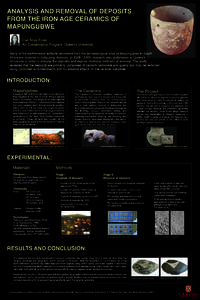 ANALYSIS AND REMOVAL OF DEPOSITS FROM THE IRON AGE CERAMICS OF MAPUNGUBWE 